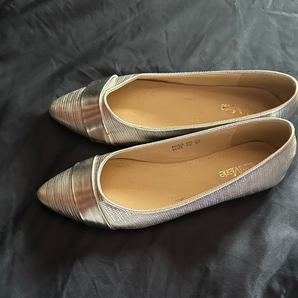 Bella Marie Shimmering Silver Flats
